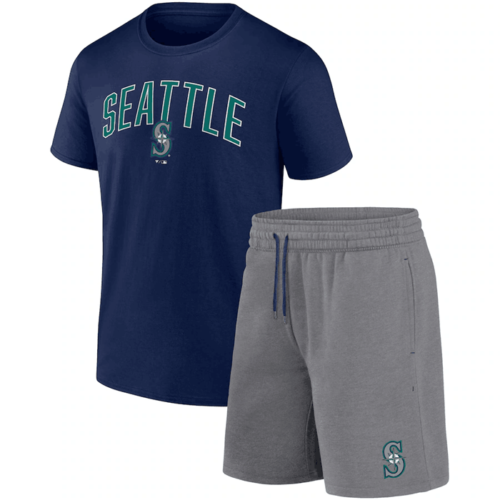 Men's Seattle Mariners Navy/Heather Gray Arch T-Shirt & Shorts Combo Set